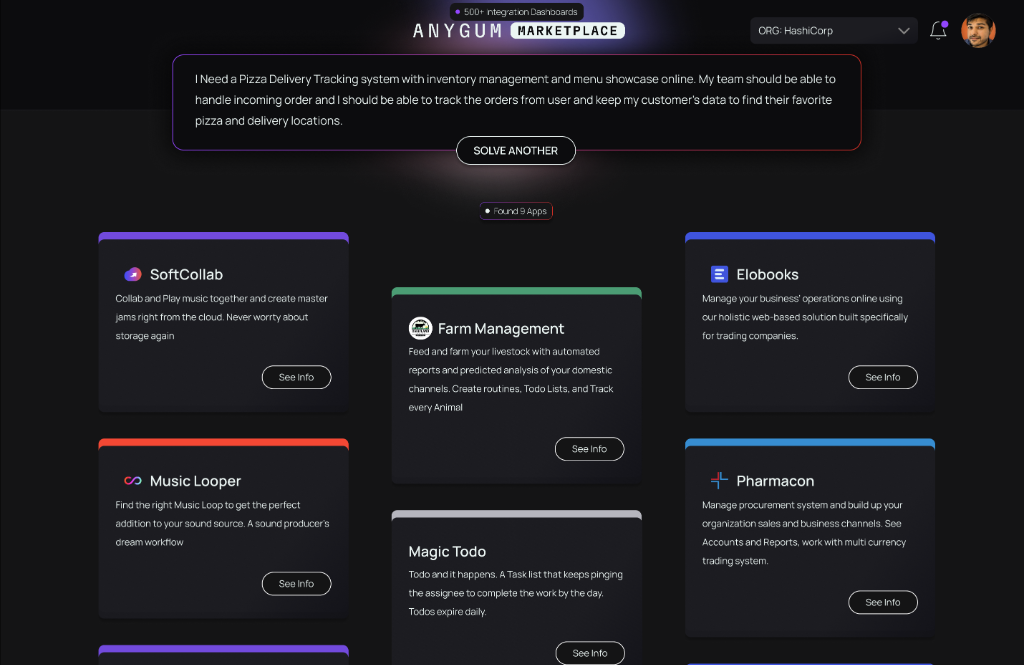 Anygum Marketplace Semantic Search Query