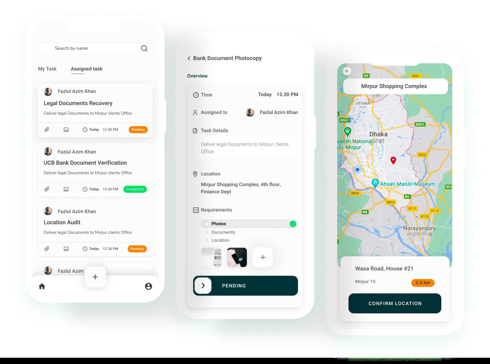 Axis field task flow