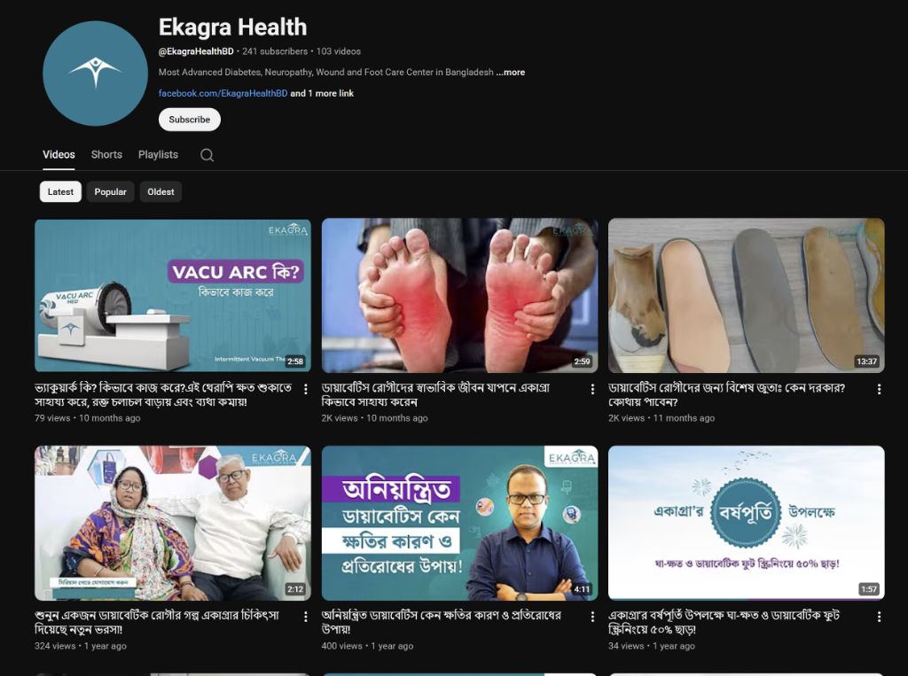 Ekagra Health YouTube Educational Platform