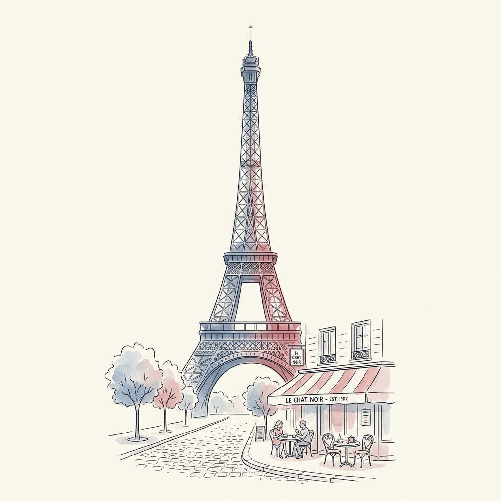 Artistic sketch of Paris