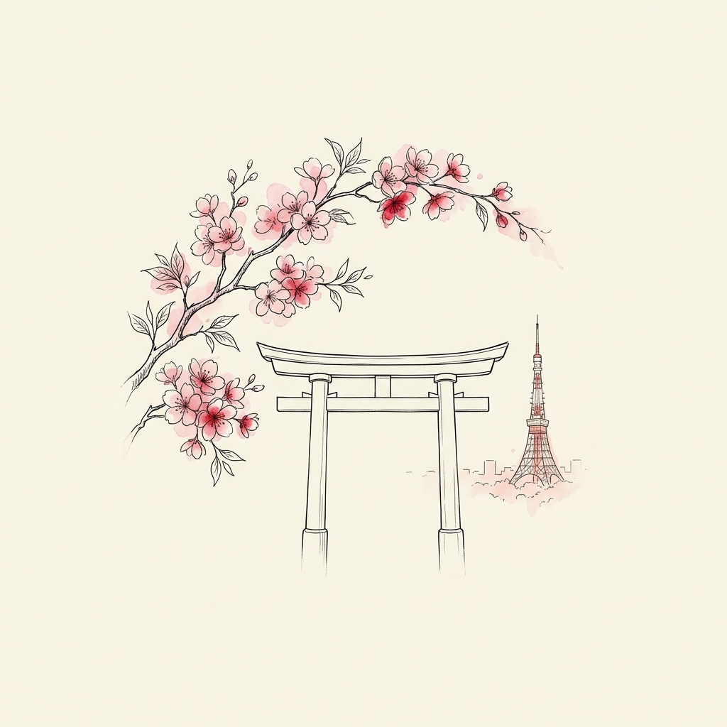 Artistic sketch of Tokyo